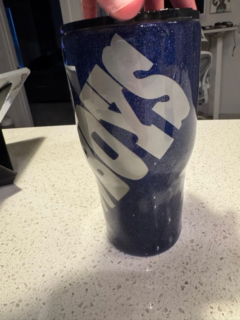 Dallas Cowboys Blue Glitter Large Tumbler  32oz